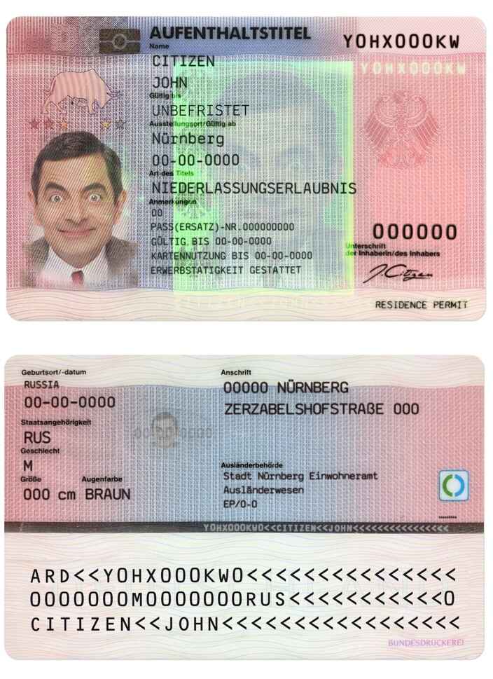 Permis de séjour en Allemagne template